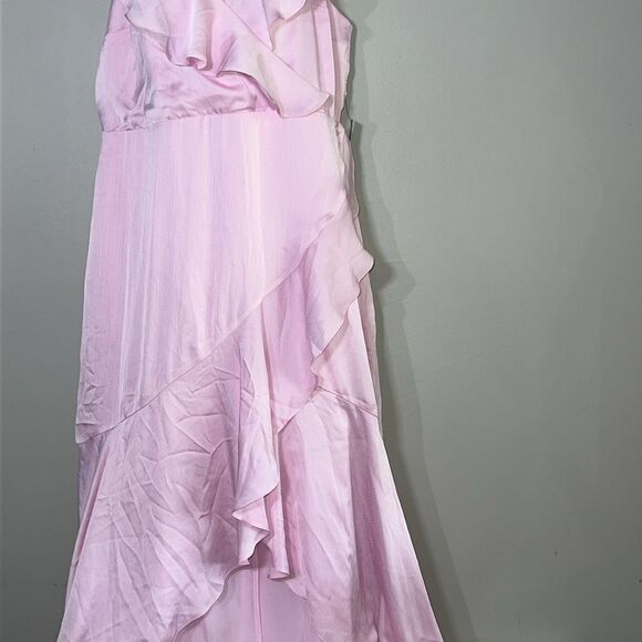 NWT Express Conscious Edit Ruffle Wrap Front Hi-Lo Maxi Dress - Picture 3 of 10